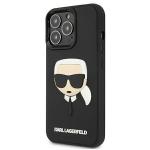 Husa Karl Lagerfeld KLHCP13LKH3DBK compatibila cu iPhone 13 Pro, 3D Rubber Karl`s Head, Negru