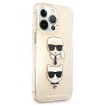 Husa Karl Lagerfeld KLHCP13LKCTUGLGO compatibila cu iPhone 13 Pro, Glitter Karl`s & Choupette, Gold 5 - lerato.ro