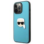 Husa Karl Lagerfeld KLHCP13LPKMB compatibila cu iPhone 13 Pro, Leather Ikonik Karl`s Head Metal, Albastru