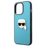 Husa Karl Lagerfeld KLHCP13LPKMB compatibila cu iPhone 13 Pro, Leather Ikonik Karl`s Head Metal, Albastru