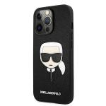 Husa Karl Lagerfeld KLHCP13LSAKHBK compatibila cu iPhone 13 Pro, Saffiano Ikonik Karl`s Head, Negru 8 - lerato.ro