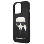 Husa Karl Lagerfeld KLHCP13LSAKHBK compatibila cu iPhone 13 Pro, Saffiano Ikonik Karl`s Head, Negru