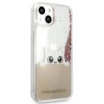 Husa Karl Lagerfeld KLHCP13MPABGNU compatibila cu iPhone 13, Glitter PEEK A BOO Liquid, Roz 7 - lerato.ro