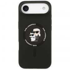Husa Karl Lagerfeld Silicone Karl and Choupette cu MagSafe compatibila cu iPhone 17 Air, Negru
