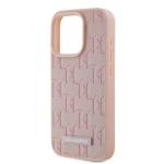 Carcasa din piele cu monograma metalica Karl Lagerfeld compatibila cu iPhone 15 Pro Max, Roz 7 - lerato.ro