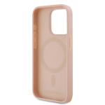 Carcasa din piele cu monograma metalica Karl Lagerfeld compatibila cu iPhone 15 Pro Max, Roz 8 - lerato.ro