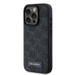 Carcasa din piele cu monograma metalica Karl Lagerfeld compatibila cu iPhone 15 Pro Max, Negru 3 - lerato.ro
