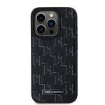 Carcasa din piele cu monograma metalica Karl Lagerfeld compatibila cu iPhone 15 Pro Max, Negru 4 - lerato.ro
