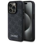 Carcasa din piele cu monograma metalica Karl Lagerfeld compatibila cu iPhone 15 Pro, Negru 2 - lerato.ro