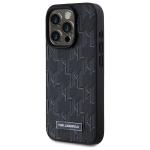 Carcasa din piele cu monograma metalica Karl Lagerfeld compatibila cu iPhone 15 Pro, Negru 3 - lerato.ro