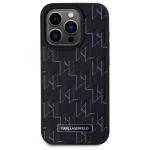 Carcasa din piele cu monograma metalica Karl Lagerfeld compatibila cu iPhone 15 Pro, Negru 4 - lerato.ro