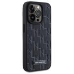 Carcasa din piele cu monograma metalica Karl Lagerfeld compatibila cu iPhone 15 Pro, Negru 5 - lerato.ro