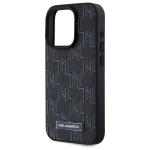 Carcasa din piele cu monograma metalica Karl Lagerfeld compatibila cu iPhone 15 Pro, Negru 7 - lerato.ro