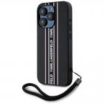 Carcasa Karl Lagerfeld Saffiano Athleisure Stripes Cord compatibila cu iPhone 15 Pro, Roz 3 - lerato.ro