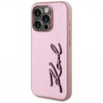 Carcasa Karl Lagerfeld Wrinkled Metal Signature compatibila cu Iphone 15 Pro, Roz 3 - lerato.ro