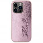 Carcasa Karl Lagerfeld Wrinkled Metal Signature compatibila cu Iphone 15 Pro, Roz 4 - lerato.ro