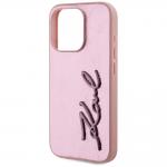 Carcasa Karl Lagerfeld Wrinkled Metal Signature compatibila cu Iphone 15 Pro, Roz 7 - lerato.ro