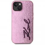 Carcasa Karl Lagerfeld Wrinkled Metal Signature compatibila cu Iphone 15, Roz 4 - lerato.ro