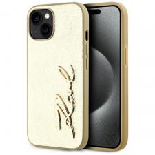Carcasa Karl Lagerfeld Wrinkled Metal Signature compatibila cu Iphone 15, Gold