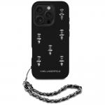 Carcasa Karl Lagerfeld Saffiano Crystals cu snur compatibila cu iPhone 16 Pro, Negru 3 - lerato.ro