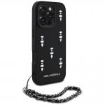 Carcasa Karl Lagerfeld Saffiano Crystals cu snur compatibila cu iPhone 16 Pro, Negru 4 - lerato.ro