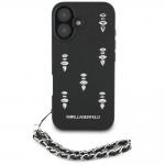 Carcasa Karl Lagerfeld Saffiano Crystals cu snur compatibila cu iPhone 16, Negru 3 - lerato.ro