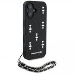 Carcasa Karl Lagerfeld Saffiano Crystals cu snur compatibila cu iPhone 16, Negru 4 - lerato.ro