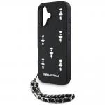 Carcasa Karl Lagerfeld Saffiano Crystals cu snur compatibila cu iPhone 16, Negru 6 - lerato.ro