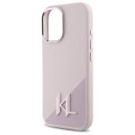 Carcasa Karl Lagerfeld Silicone Shadow, Initiala Logo Metalica, cu MagSafe, compatibila cu iPhone 16, Roz 7 - lerato.ro