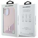 Carcasa Karl Lagerfeld Silicone Shadow, Initiala Logo Metalica, cu MagSafe, compatibila cu iPhone 16, Roz 9 - lerato.ro