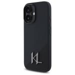 Carcasa Karl Lagerfeld Silicone Shadow, Initiala Logo Metalica, cu MagSafe, compatibila cu iPhone 16, Negru 3 - lerato.ro
