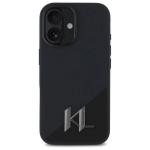 Carcasa Karl Lagerfeld Silicone Shadow, Initiala Logo Metalica, cu MagSafe, compatibila cu iPhone 16, Negru 2 - lerato.ro