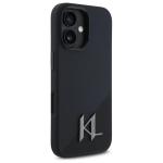 Carcasa Karl Lagerfeld Silicone Shadow, Initiala Logo Metalica, cu MagSafe, compatibila cu iPhone 16, Negru 5 - lerato.ro