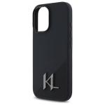 Carcasa Karl Lagerfeld Silicone Shadow, Initiala Logo Metalica, cu MagSafe, compatibila cu iPhone 16, Negru 7 - lerato.ro