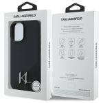 Carcasa Karl Lagerfeld Silicone Shadow, Initiala Logo Metalica, cu MagSafe, compatibila cu iPhone 16, Negru 9 - lerato.ro