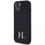 Carcasa Karl Lagerfeld Silicone Shadow, Initiala Logo Metalica, cu MagSafe, compatibila cu iPhone 15, Negru 3 - lerato.ro