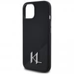 Carcasa Karl Lagerfeld Silicone Shadow, Initiala Logo Metalica, cu MagSafe, compatibila cu iPhone 15, Negru 7 - lerato.ro