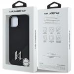 Carcasa Karl Lagerfeld Silicone Shadow, Initiala Logo Metalica, cu MagSafe, compatibila cu iPhone 15, Negru 9 - lerato.ro