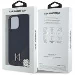 Carcasa Karl Lagerfeld Silicone Shadow, Initiala Logo Metalica, cu MagSafe, compatibila cu iPhone 15 Pro Max, Negru 9 - lerato.ro