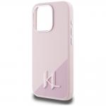 Carcasa Karl Lagerfeld Silicone Shadow, Initiala Logo Metalica, cu MagSafe, compatibila cu iPhone 15 Pro Max, Roz 7 - lerato.ro