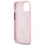 Carcasa Karl Lagerfeld Silicone Shadow, Initiala Logo Metalica, cu MagSafe, compatibila cu iPhone 15, Roz 8 - lerato.ro