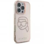 Carcasa Karl Lagerfeld IML, Logo Karl din cristale, compatibila cu iPhone 16 Pro, Roz 5 - lerato.ro
