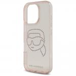 Carcasa Karl Lagerfeld IML, Logo Karl din cristale, compatibila cu iPhone 16 Pro, Roz 7 - lerato.ro