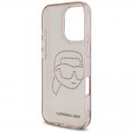Carcasa Karl Lagerfeld IML, Logo Karl din cristale, compatibila cu iPhone 16 Pro, Roz 8 - lerato.ro