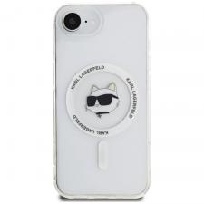 Carcasa Karl Lagerfeld IML Metal Choupette Head, cu MagSafe, compatibila cu iPhone 16e, Alb