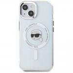 Carcasa Karl Lagerfeld IML Metal Karl Head, cu MagSafe, compatibila cu iPhone 15, Alb 2 - lerato.ro