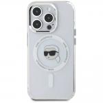 Carcasa Karl Lagerfeld IML Metal Karl Head, cu MagSafe, compatibila cu iPhone 15 Pro, Alb 2 - lerato.ro