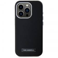 Carcasa Karl Lagerfeld FW Metal Plate cu MagSafe compatibila cu iPhone 15 Pro, Negru