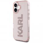 Carcasa Karl Lagerfeld IML, logo din stras, conpatibila cu Iphone 16, Roz 3 - lerato.ro