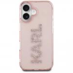 Carcasa Karl Lagerfeld IML, logo din stras, conpatibila cu Iphone 16, Roz 2 - lerato.ro